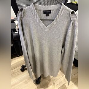 Banana Republic Light Gray V-Neck Sweater